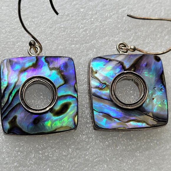 Square Abalone Shell Earrings - Picture 7 of 16